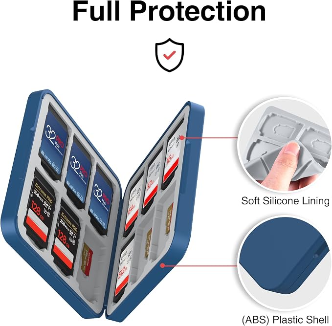 HEIYING Memory SD Card Holder with 24 Card Slots for Micro SD Cards | 12 SD + 12 Micro SD Slots, Magnetic Closure, Compact Portable Storage case with Soft Silicone Interior for Card Protection - Image 4