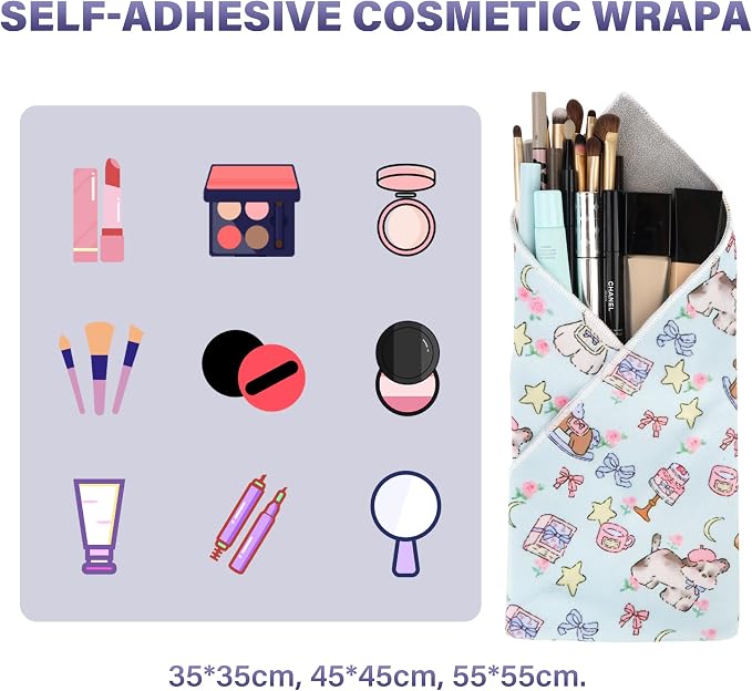 Walking Way Self-Adhesive Magic Cloth Makeup Bag, Portable Protective Cosmetic Pouch, Camera Lens Wrap, Stylish Travel Organizer for Beauty Essentials, Travel, Gifts & Daily Use - Image 2