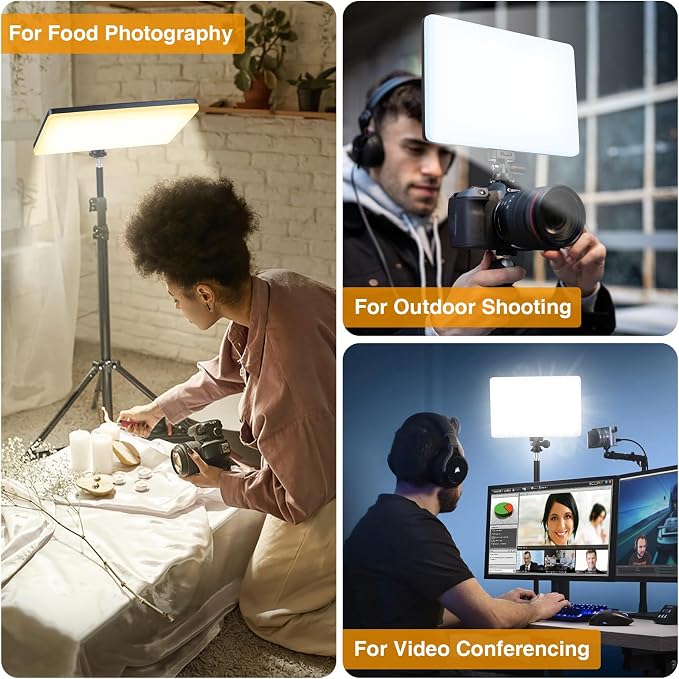 20W LED Video Photography Light Panel, Type C& Built-in 4000mAh | Portable Camera Soft Light, Built-in 4000mAh Battery Type C, 2500K-8500K, For Video Recording Live Streaming, Outdoor Indoor - Image 8