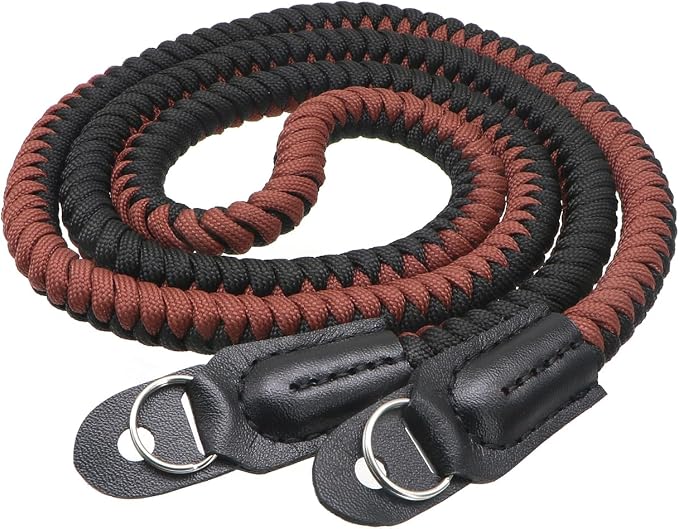 Paracord Camera Strap Long Camera Neck Shoulder Strap for SLR DSLR Digital Mirrorless Cameras 47inch/120cm Black Brown by HITHUT
