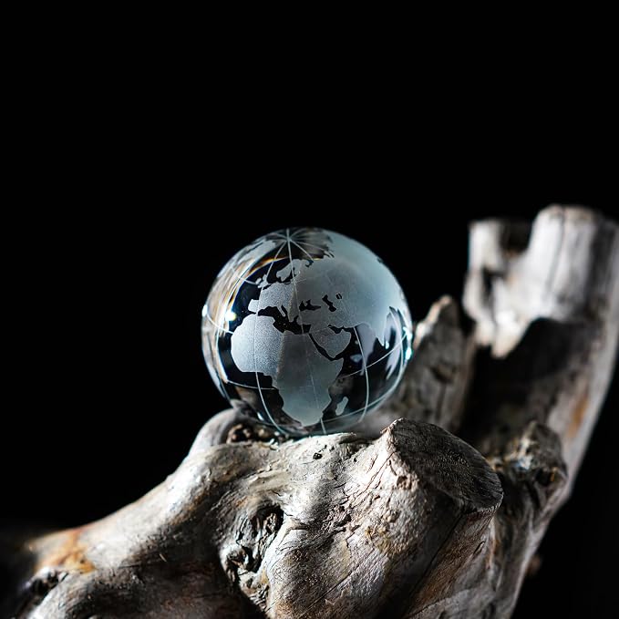 Crystal Globe World Globe Decor, 2.3" Glass Earth Ball with Stand | K9 Crystal Clarity, 2.3" Desktop Size, Stable Stand for Office, Study, Living Room & Gift Display - Image 9