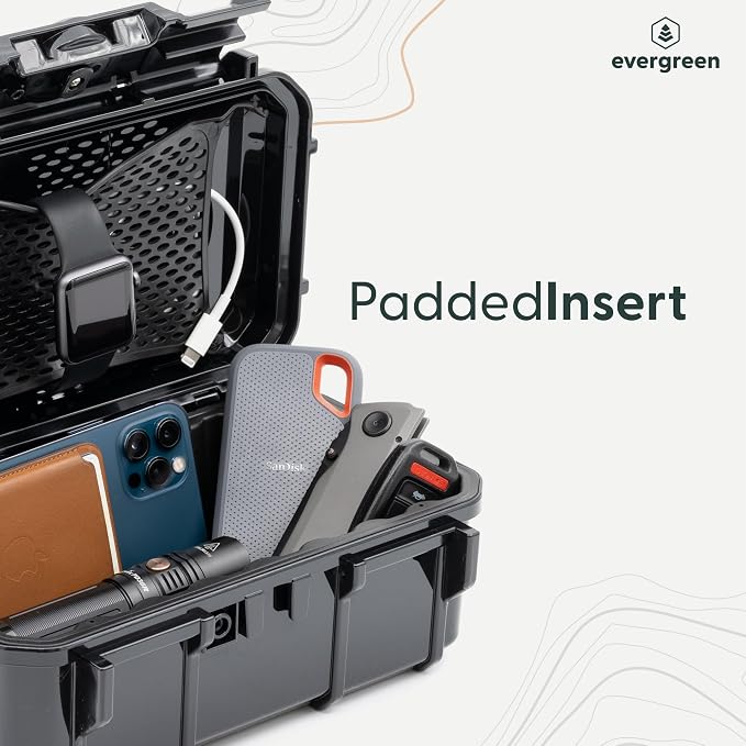 Evergreen Dry Box Tech Organizer – For Camera, Cables, Hard Drives, Memory Cards, Keys, Compatible with GoPro, Airtags (Large, Rubber Boot, Orange) - Image 2