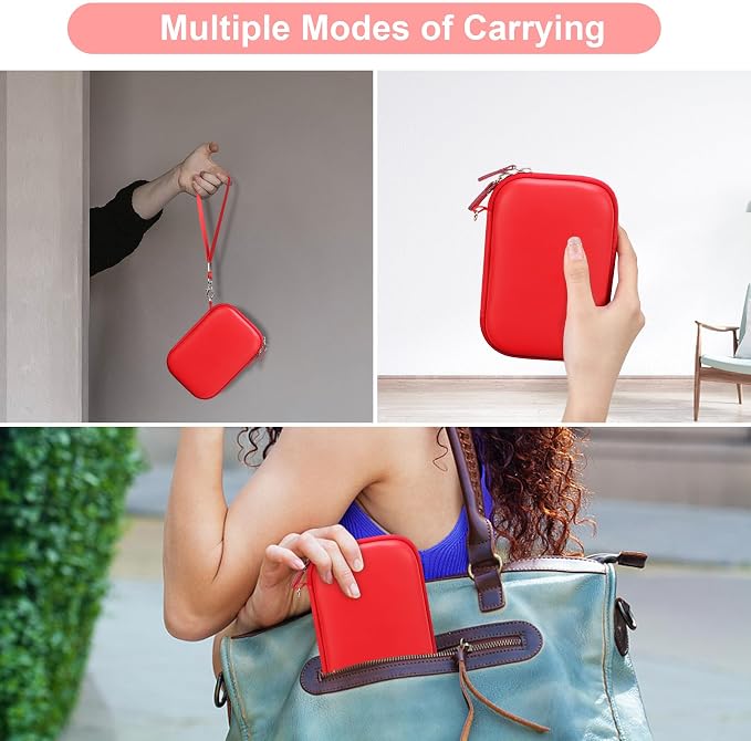 Canboc Carrying Case for HP Sprocket Portable 2x3 Instant Photo Printer | For Kodak Step Wireless Mobile Photo Printer, Mesh Bag fit Photo Paper Cable, Red - Image 3