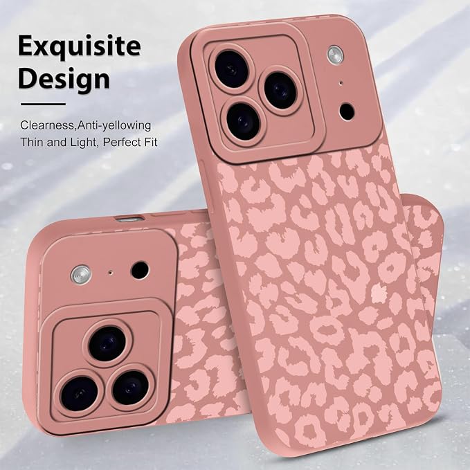 Cute Pink Cheetah Print Phone Case for iPhone 17 Pro 6.3" | Aesthetic Leopard Pattern Design Cover Full Camera Lens Protective Shockproof Soft Slim TPU Funda for Women Girls - Image 4