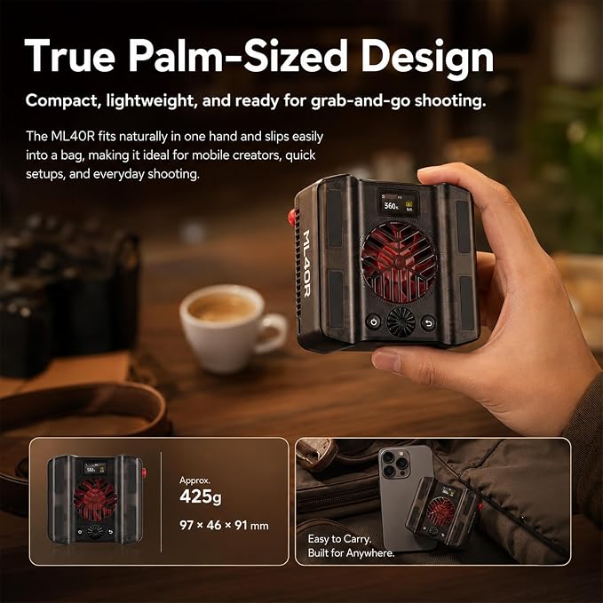 Godox ML40R RGB LED Video Light, Portable COB Photography Light with Built-in Battery, 1800K-10000K Full Color, 14 FX Effects, App Control, Magnetic Mount, ML-L10 Reflector for Vlog Live Streaming - Image 3