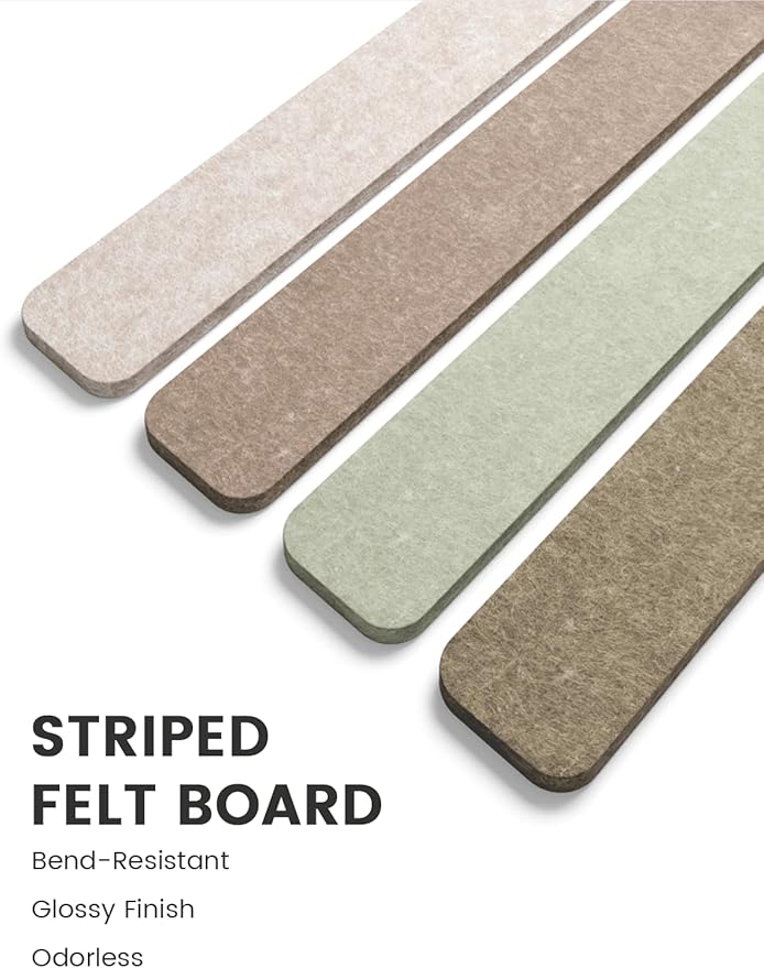Fluxynara 13" x 2" Felt Wall Panels, Linen Dusk | 8-Pack Includes 50 Push Pins and Adhesive Tabs for Photos, Notes and Decor in Bedroom Doors, Home Office or Studios - Image 3