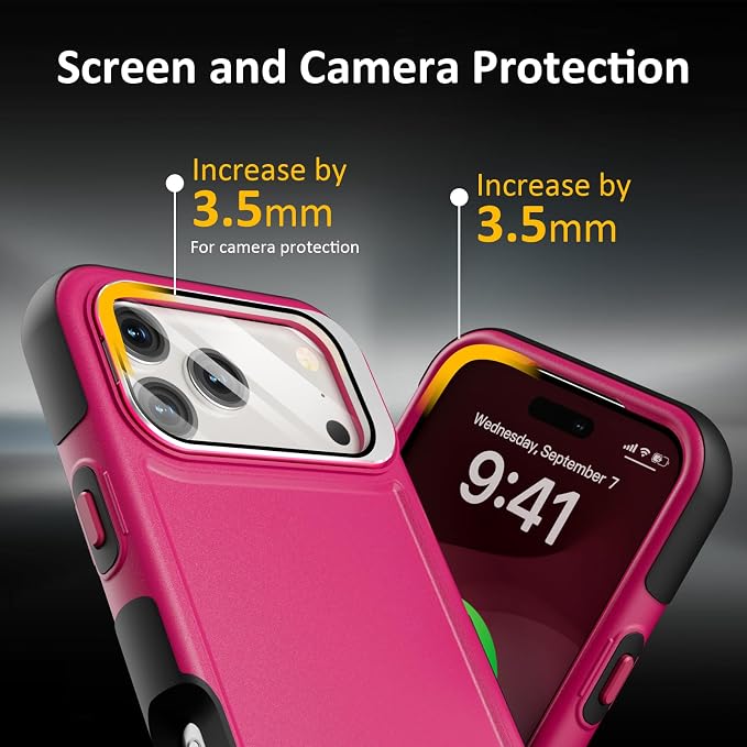 Follaroma Magnetic for iPhone 17 Pro Case with Camera Stand, Hot Pink，6.3" | Built-in Glass Camera Cover Stand,Compatible with MagSafe,Heavy Duty Shockproof Protective,Military-Grade Anti-DropDual Case - Image 7