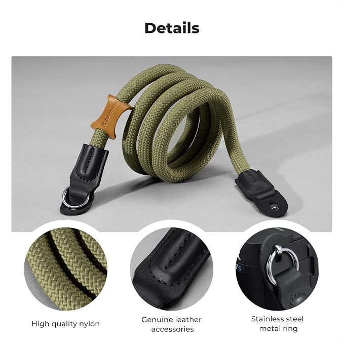 K&F CONCEPT Camera Neck Strap,100cm Camera Shoulder Strap | Nylon Rope, with O-ring for DSLR Camera, for Street Photography, BJ01 - Image 5