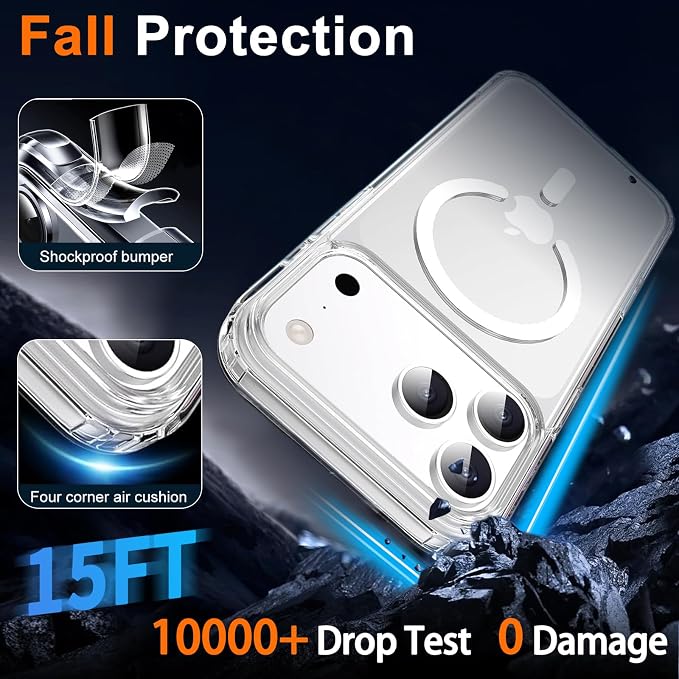 for iPhone 17 Pro Max Case Clear with Privacy Screen Protector | Magnetic, Compatible with MagSafe, Shockproof Slim Phone Case for 17 Pro Max Cover, Transparent - Image 5