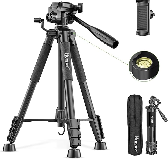 Huepar Tripod 50-inch Extendable Height Tripod Use with Laser Level, Point Lasers, Lazer Distance Measures, 1/4" and 5/8" Thread Mount for for Varieties Tools, Outdoor and Indoor T13A by Huepar