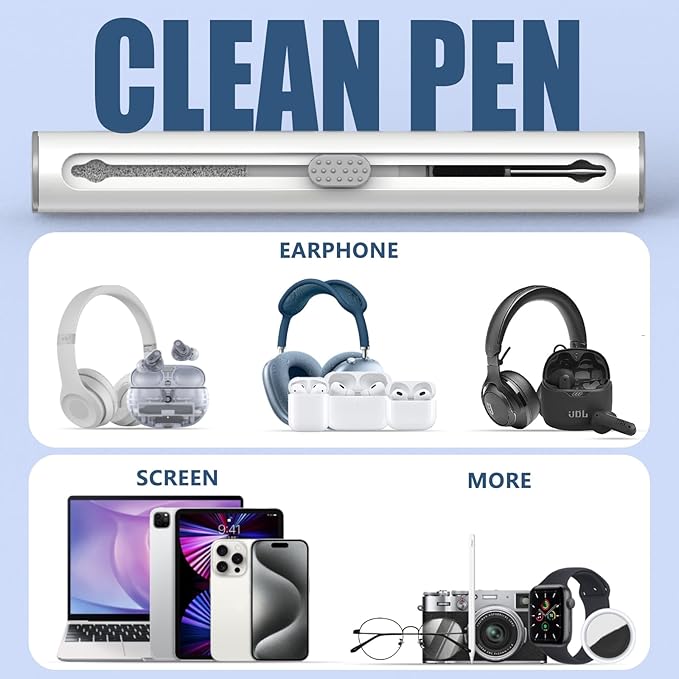 Inesore for AirPod Cleaning Kit, for Phone Earbuds Electronics(White+Cloth) | Metal Tip, High-Density Soft Brush, Flocked Sponge Tip, 3 in 1 Design, Compact & Lightweight, Easy Operation, Easy to Carry - Image 6