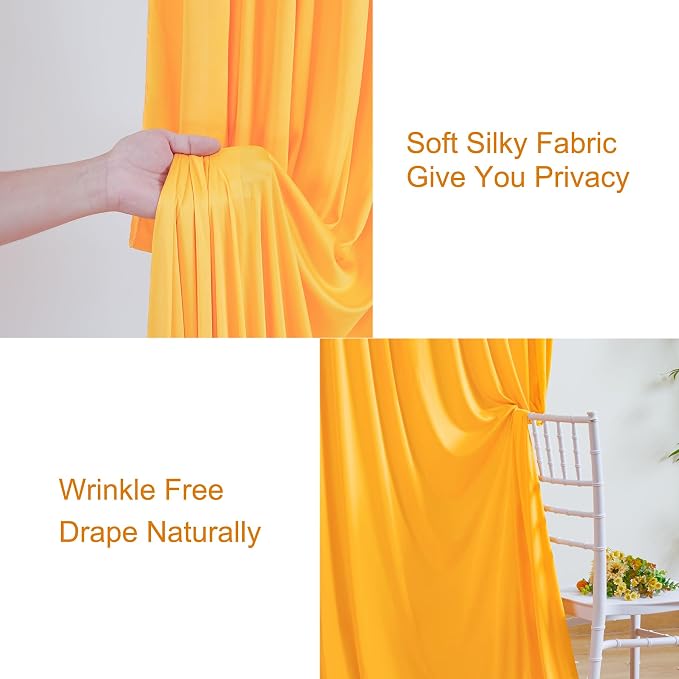 10x10 Marigold Backdrop Curtain for Parties Wrinkle Free Orange Photo Curtains Backdrop Drapes Fabric Decoration for Wedding Birthday Party Baby Shower 5ft x 10ft,2 Panels - Image 4
