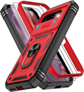 Gritup for Pixel 9A Case Military-Grade Shockproof with Kickstand | with 2 PCS Screen Protector, Slide Camera Cover, Heavy Duty Outdoor Protection Funda para Google 9 A Phone Cover, Red+Black by Gritup