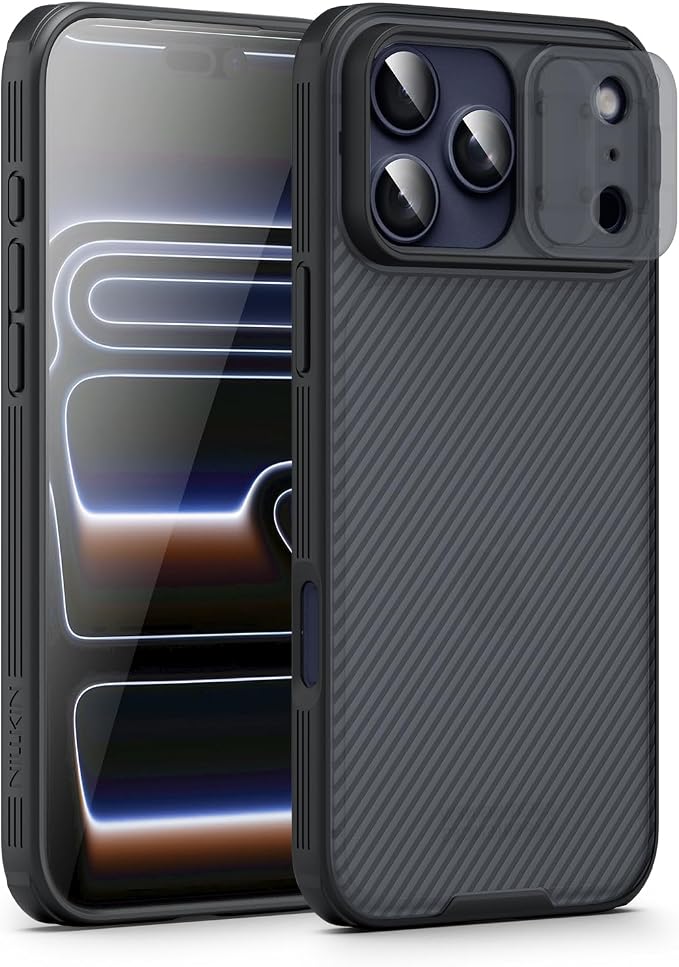 Nillkin for iPhone 17 Pro Case with Slide Camera Cover & Thin Slim Fit | Shockproof Protective | Protector Privacy | Phone Case Camera Lens Protector, Transparent Black by Nillkin