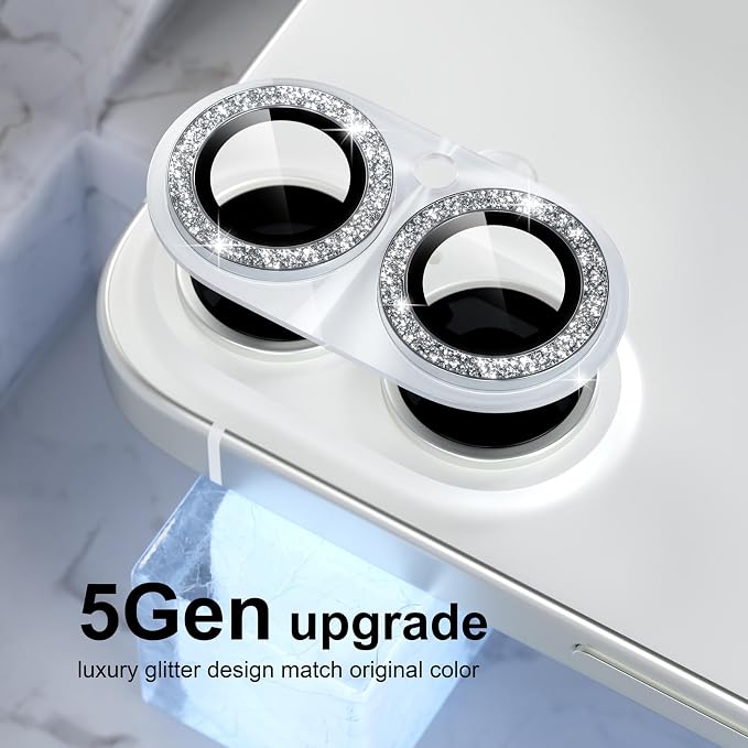 Choiche for iPhone 17 Camera Lens Protector, Light-Silver | Bling Metal Camera Cover with 9H Tempered Glass Lens Screen Protector Accessories, Strong Adsorption, Case-Friendly - Image 7
