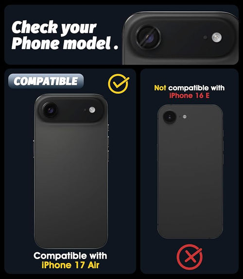 (3 Pack) Orzero Camera Lens Protector for iPhone Air 2025 / iPhone 17 Air, [EZ Install] [Case-Friendly] 9H Tempered Glass CD Pattern Lens Cover, Military-Grade Shockproof, HD Clarity Anti-Glare - Black - Image 2
