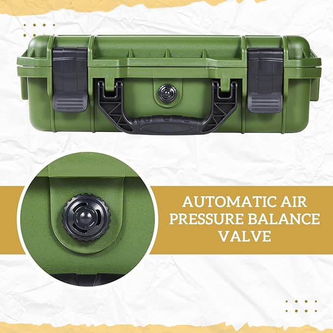 Relaxweex 1 Pcs Waterproof Hard Case with DIY Customizable Foam Insert Portable Protective Case with Knife for Camera Drones Equipments Tools Test Instruments(Green,22.4 x 16.1 x 10.2 Inch) - Image 4