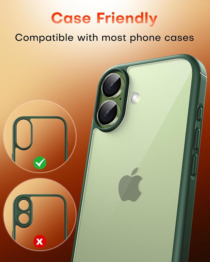TOCOL Camera Lens Protector for iPhone 17 Tempered Glass HD Individual Scratch Resistant Camera Cover Accessories Case Friendly 2 Pack（Light Green） - Image 7
