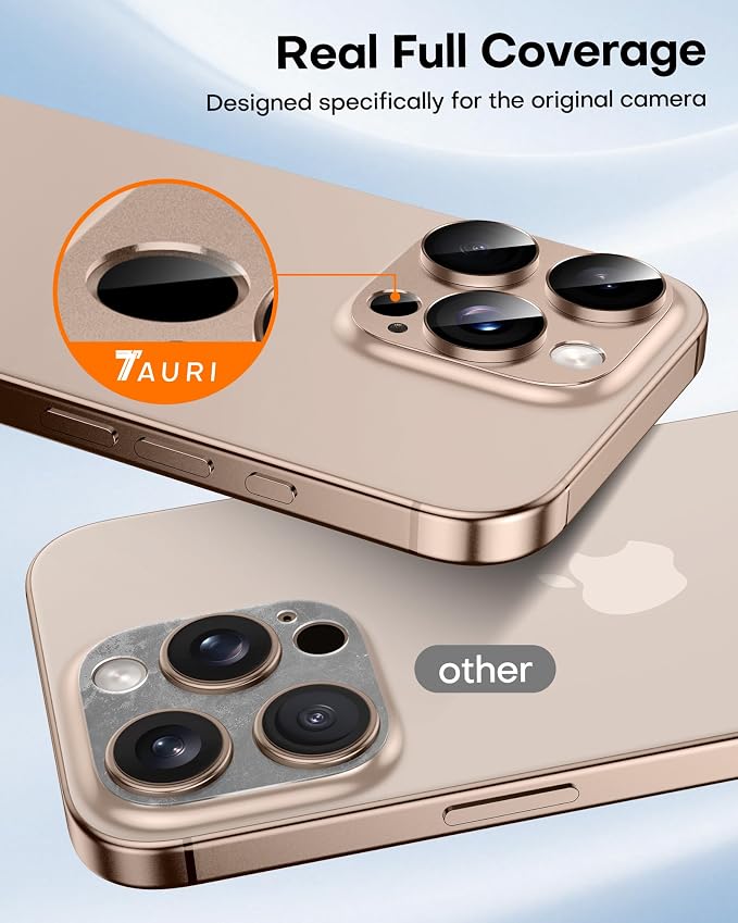 TAURI 2 Pack for iPhone 16 Pro Max/16 Pro Camera Lens Protector, Desert | Full Coverage Military-Grade Shatterproof, Upgrade AR Anti-Reflection Ultra Clear Transmission & Case Friendly - Image 4
