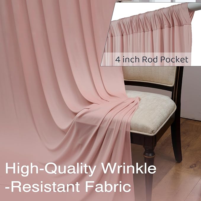 50x10ft Wrinkle Free Dusty Pink Backdrop Curtains for Parties, 10 Panels 5x10ft Silky Polyester Photo Backdrop Drapes Back Drop Cloth Drapery for Wedding Birthday Photography Background - Image 4
