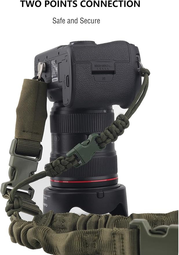 Camera Shoulder Strap Quick Release with Safety Tether, Unique Adjustable Camera Neck Strap for Nikon for Sony for Canon for Olympus DSLR Camera - Army Green - Image 2