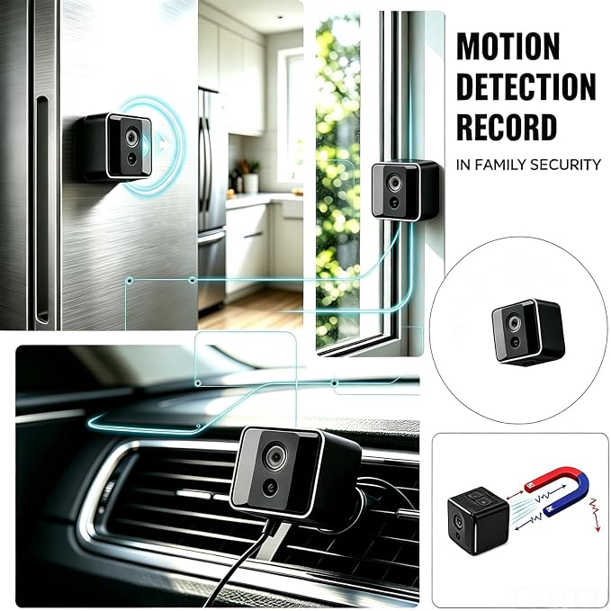 HD 1080P Portable Small Nanny Cam with Night Vision,Wireless Mini Spy Camera Body Cam Surveillance Cameras for Home Security Indoor/Outdoor Small Security Camera No WiFi Needed - Image 2