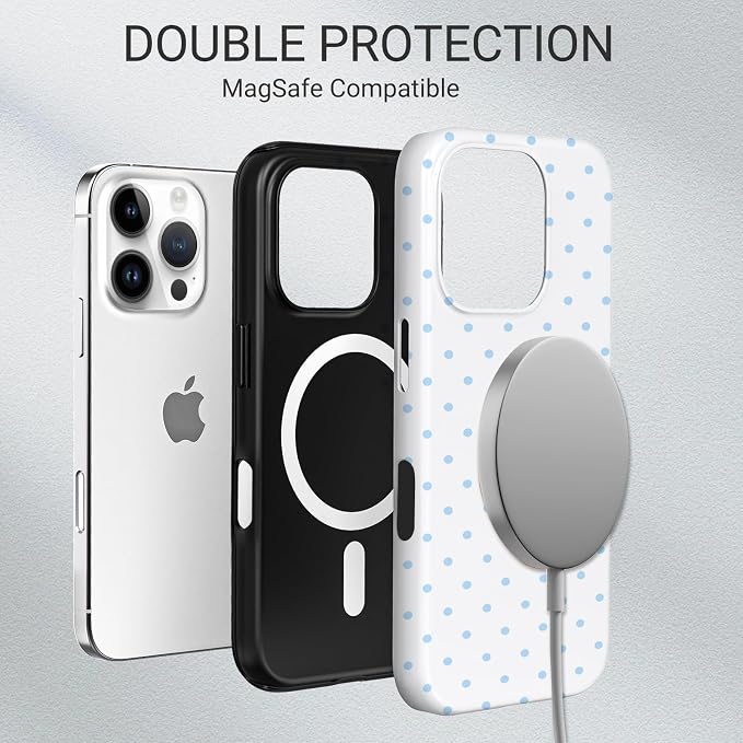 TPU Phone Case for iPhone 16 Pro Max, MagSafe Wireless Charging Compatible, Shockproof Slim Fit Protective Cover with Anti-Yellowing & Raised Camera Protection (Polka dot 3, iPhone 16 Pro Max) - Image 6