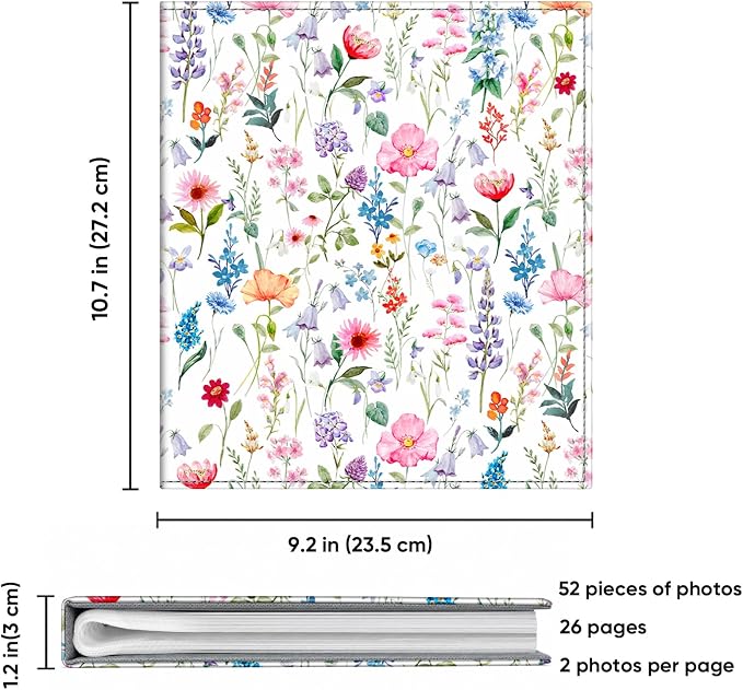 Fintie Photo Album for 8x10 Photos, 52 Pockets Vegan Leather Memory Book | Premium Cover Picture Book, For Family/Wedding/Couples Keepsakes, Anniversary Photos & Artwork Collection, Flower Fantasy - Image 8