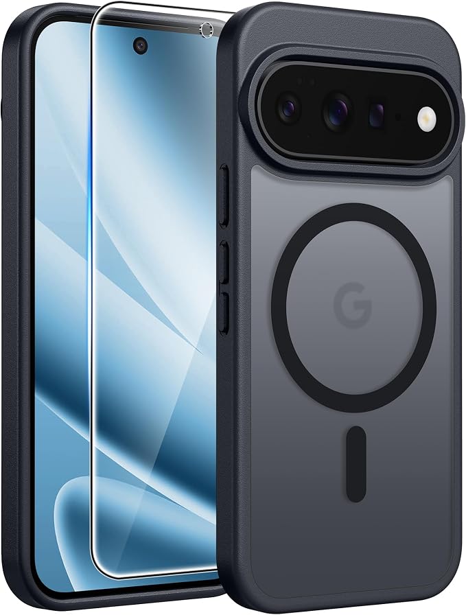 FNTCASE for Google Pixel 11 Pro XL Case, Fit for Magsafe, Screen Protector | Translucent Matte Magnetic Back, 14FT Military Grade Drop Protection, Shockproof Protective Phone Cover, Black by FNTCASE