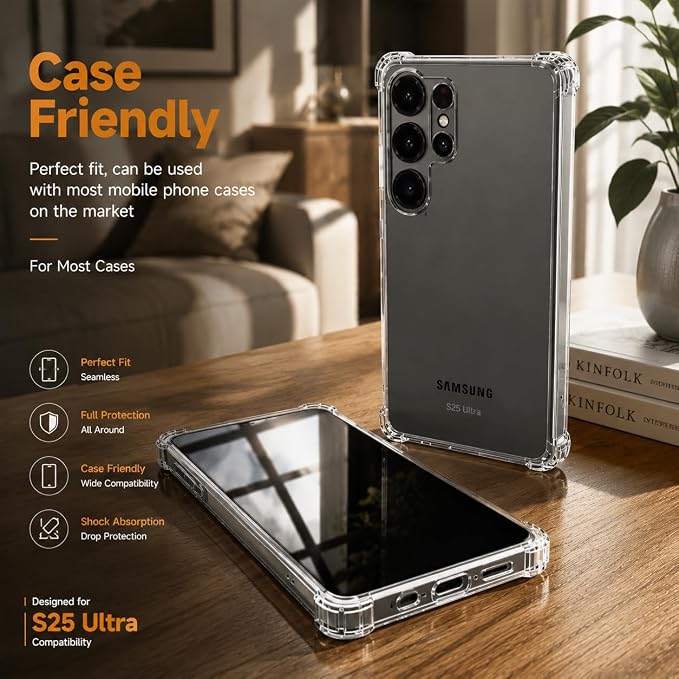 2 Pack for S25 Ultra Privacy Screen Protector Tempered Glass | True 24°Anti Spy, Fingerprint Compatible, 9H Hardness Military Grade Shatterproof, Auto Dust-Elimination - Image 6