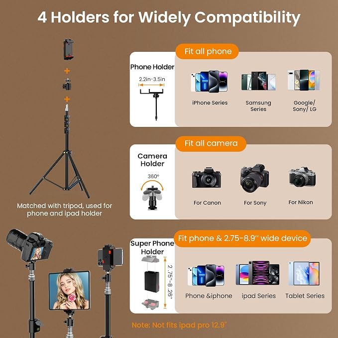 18" Ring Light with Stand: Touch Screen LED Display & 60" Tall Tripod, | 3 Color modes 6500K / 2 USB Ports Foldable LED Big Ring Light Tripod for Live Stream,YouTube,TikTok Video Shooting - Image 6