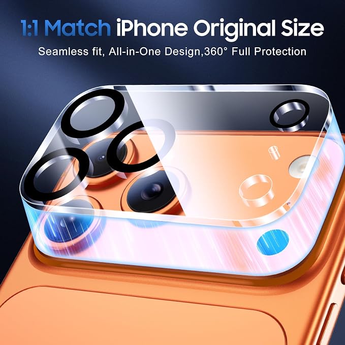 UniqueMe Compatible for 3 Pack iPhone 17 Pro Camera Lens Protector | Drop Protection, 9H Tempered Glass, Camera Cover, Update New Version - Image 6