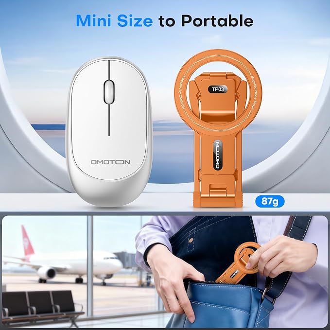 OMOTON TP03 [Ultra-Slim] 360° Rotating for MagSafe Tripod with Hook, Orange | Magnetic Phone Tripod for iPhone 17/16 Pro Max Air, Fold Cell Phone Stand with 1/4" Screw, Fits Vlog, Travel, Gym, Women Men - Image 7