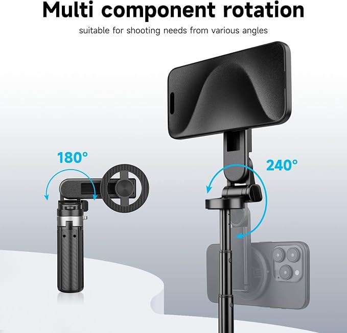 2026 5-in-1 Magnetic Selfie Stick with Remote, 16 inches | 360° Rotation, Transforms into Mini Tripod/Camera Grip/Handheld Stabilizer/Phone Stand, For Cell Phone - Image 6