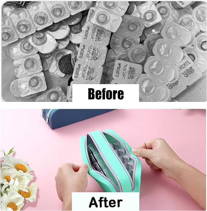 AITIME Disposable Daily Contact Lens Organizer Dispenser with Labeled R&L | Contact Lens Travel Case Holder 40 Lens,Color Contact Lens Storage Bag Kit - Image 2