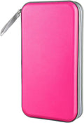 Siveit CD DVD Cases 96 Capacity Disc Storage Binder for Car(Hot Pink) | Hard Plastic CD DVD Disc Cases Storage Binder Wallet for Car Home Office Travel by Siveit