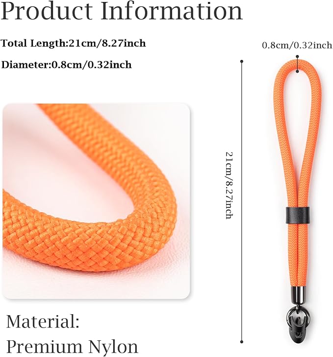 VOVMOEYA Camera Wrist Strap Rope,Camera Hand Strap Compatible with Fujifilm Nikon Canon Sony DSLR Camera - Orange - Image 2