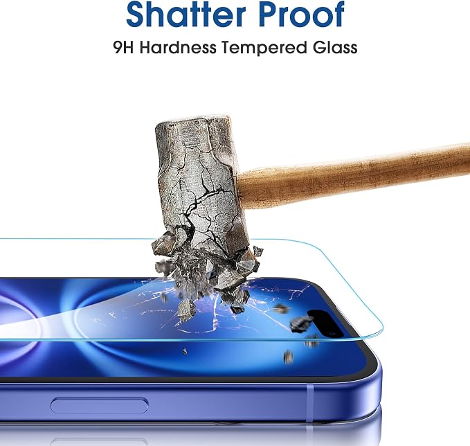 amFilm OneTouch for iPhone 16 Plus Screen Protector 6.7'' Tempered Glass | Auto-Alignment, 30s Install, Bubble Free, Scratch & Drop Protection, HD Clear, Camera Lens Protector, 2+2 Pack (16-6.7'') - Image 4