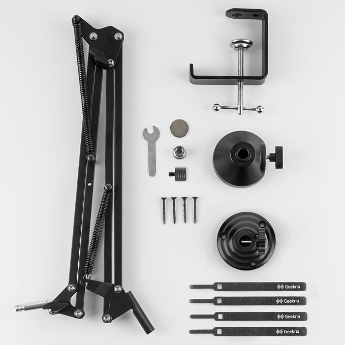 GEEKRIA for Creators Professional Microphone Boom Arm Compatible with Audio-Technica AT2035, AT2020, Suspension Mic Stand, Adjustable Desk Mount Holder for Studio Recording, 28.7" Reach - Image 5