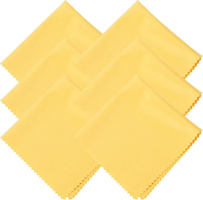 uxcell 6 Pcs Microfiber Cleaning Cloth for Glasses, 8 x 8 Inch Eyeglass Cleaning Cloth, Glasses Cleaner Wipes for Electronics Lenses Screens Cameras Cell Phones, Yellow by uxcell