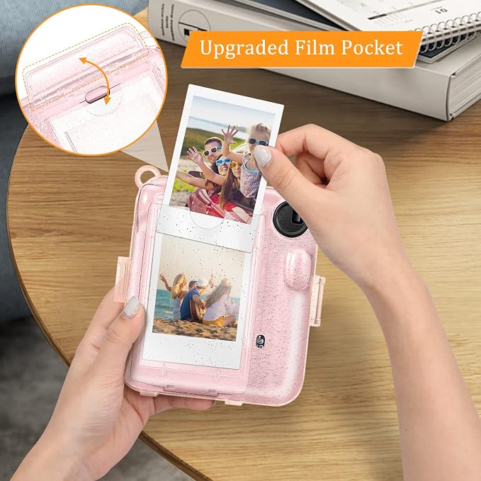 Fintie Protective Case for Fujifilm Instax Mini 12 Instant Camera - Crystal Hard Shell Cover with Upgraded Film Pocket for Storing Photos & Removable Shoulder Strap | Crystal Hard Shell Cover, Back Films Pocket, Adjustable Shoulder Strap, Scratch Pesis... - Image 5
