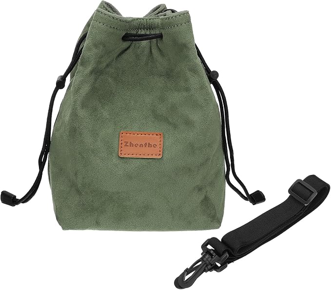 Patikil XL Size Drawstring Lens Case Flannel Camera Handbag with Adjustable Shoulder Strap for DSLR Lens, Green by PATIKIL