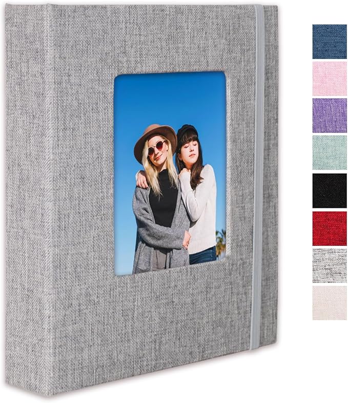 Small Photo Album 5x7 Linen Picture Book, Each Mini 26-Page Album Holds 52 Photos, Art Presentation Folder for Postcards & Picture Storage by CHERRICH