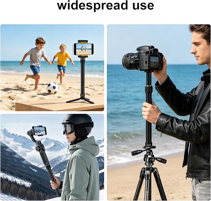 Tripod Extension Rod, Carbon Fiber Tripod Extension Pole with Arca Port, 2 Section Center Columns Monopod Extender Tube, 12.8"-23" Telescopic Stick Rod with 1/4" & 3/8" Screw for Tripod/Gimbal Mount - Image 9