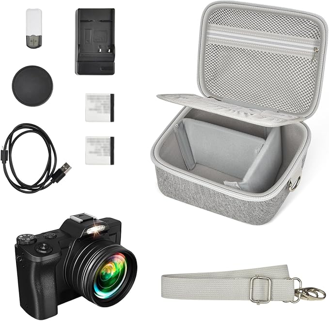 ANKHOH Vlogging Camera Case for Duluvulu/Zostuic/YIGLLO/Gavonde/Canon/Kodak | SD Card & Battery Storage, Accessory Pocket, Travel Carrying Bag, Case Only, For Creators Photography & Travel, Purple - Image 5