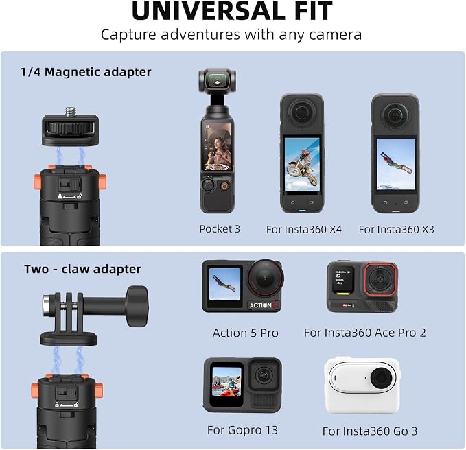 20" Osmo Pocket 3 4 Tripod, Xtra Muse Mini Table Desk Extendable Stand Small Handheld Selfie Stick Quick Release 1/4 Screw Vlog for DJI Action 6 5 Pro 4 for Insta360 X4 X5 Luna Ultra Accessories - Image 2