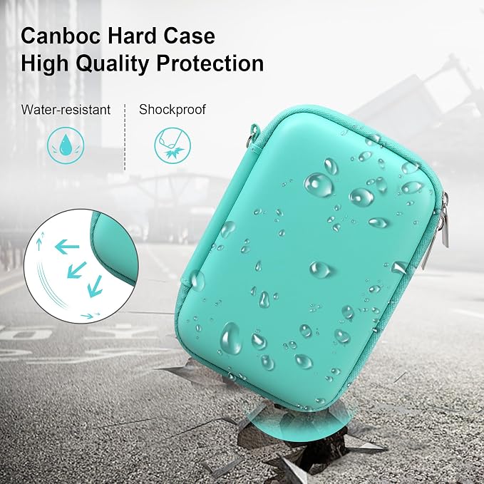 Canboc Carrying Case for KODAK PIXPRO C1 Friendly Zoom Digital Camera | For Canon PowerShot ELPH 360 HS A/ 360 HS/ 360/ IXY 650 Digital Camera, Mesh Pocket fit Cable, SD Card, Green (Case Only) - Image 4
