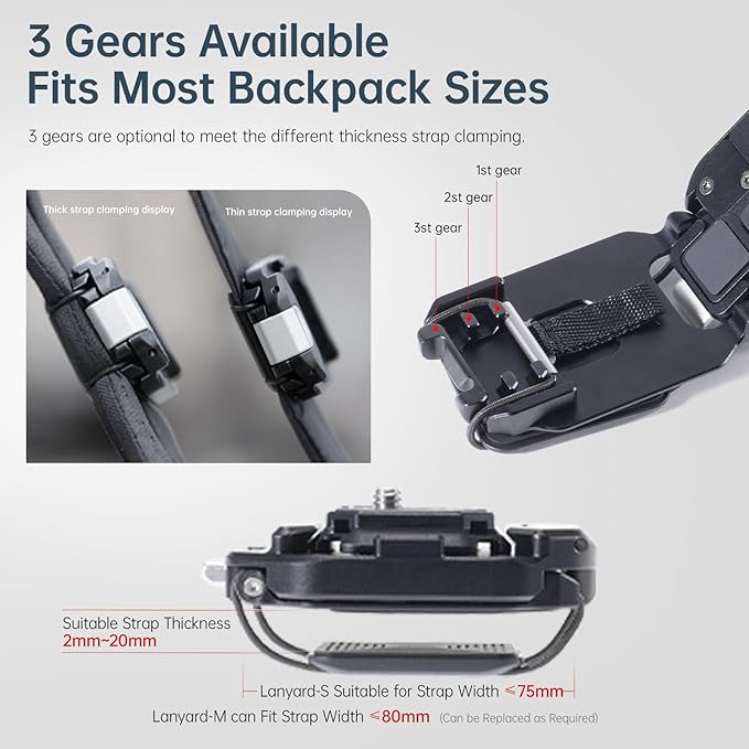 ULANZI F38 Camera Backpack Strap Clip Quick Release Kit | Camera Video Photography Accessories for Backpack Straps V2, QR Plate Camera Tripod Mount - Image 2