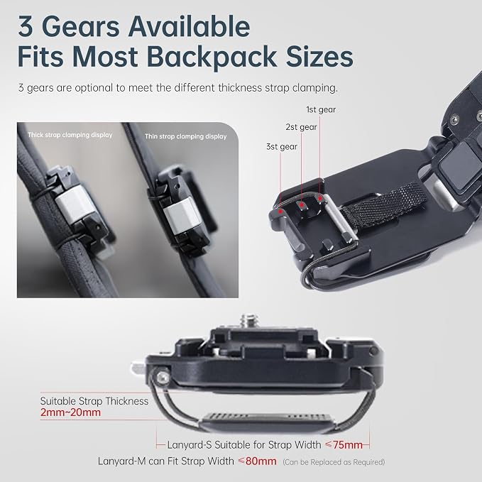 FALCAM F38 Backpack Camera Clip V2 with Plate | Arca-Swiss Quick Release, 30kg/66lb Heavy Load, Dyneema Safety Strap, Belt & Strap Mount for DSLR Action Mirrorless – Black - Image 3