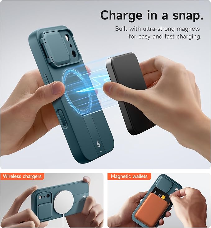 SURITCH for iPhone 17 Pro Max Case with Camera Control Cover, Camera Cover and Adjustable Kickstand, Compatible with MagSafe, Shockproof Bumper Protective Cases 6.9 Inch, Lake Green - Image 3